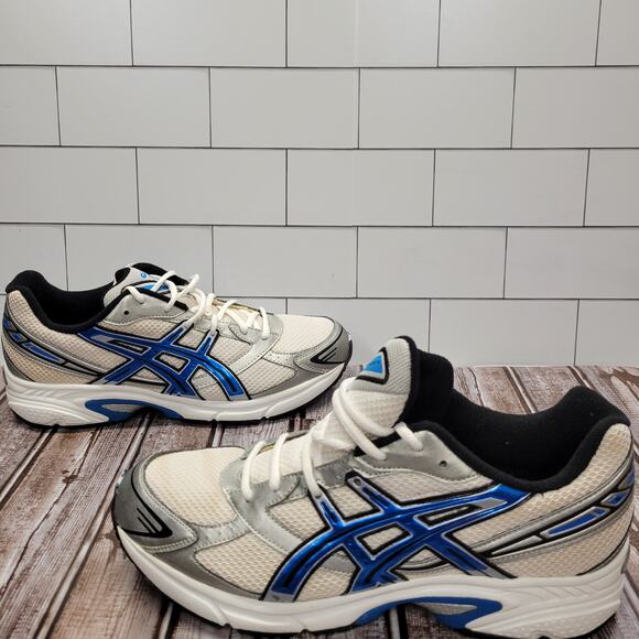 ASICS Men’s TQ8F4 Size 11 White Blue Athletic Running Training Sneakers Preowned - Picture 3 of 9